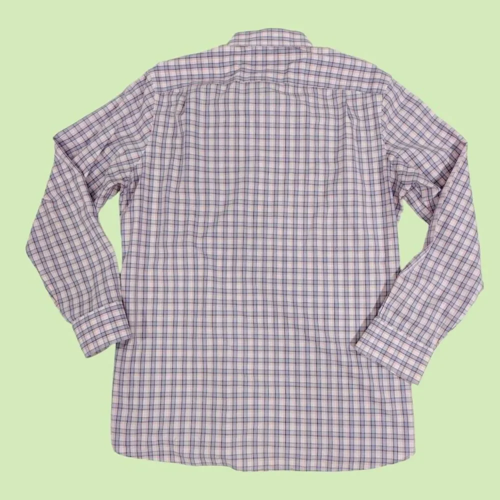 Bonobos Shirt 16.5  35 Purple Orange Mini Check Slim Fit Wrinkle Free Button Up‎